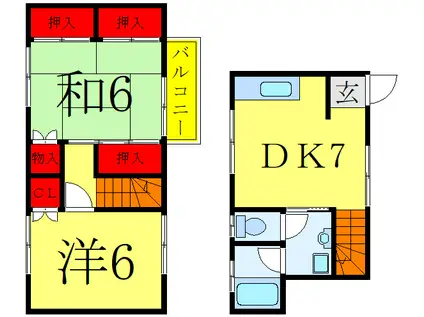 コーポ平田(2DK/1階)の間取り写真