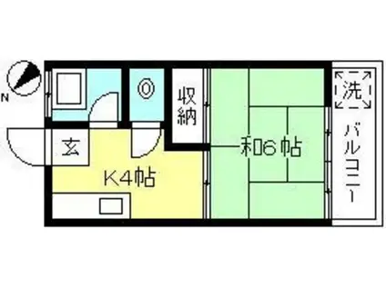 ヤマニ・アパートメント(1K/2階)の間取り写真
