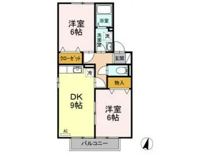 ECO-レジデンスモア C棟(2DK/2階)の間取り写真