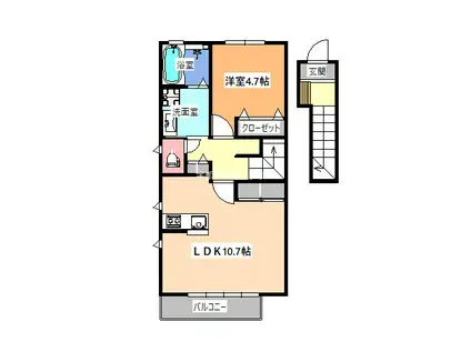 カルミアII(1LDK/2階)の間取り写真