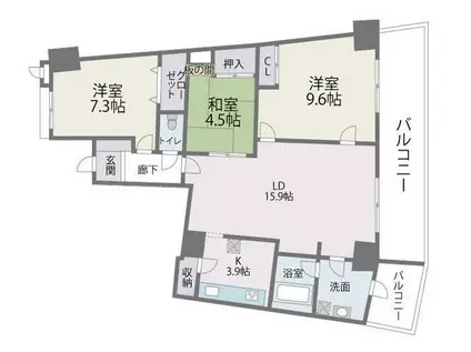 アイランドシティインフィニガーデン イースト棟(3LDK/7階)の間取り写真