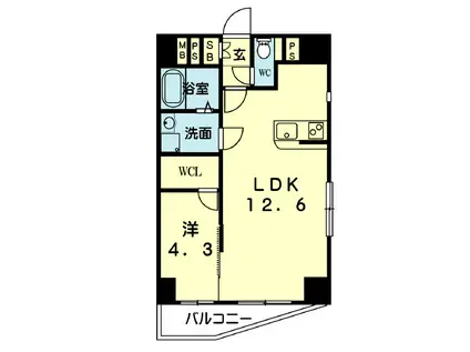 ライズ保田窪(1LDK/3階)の間取り写真