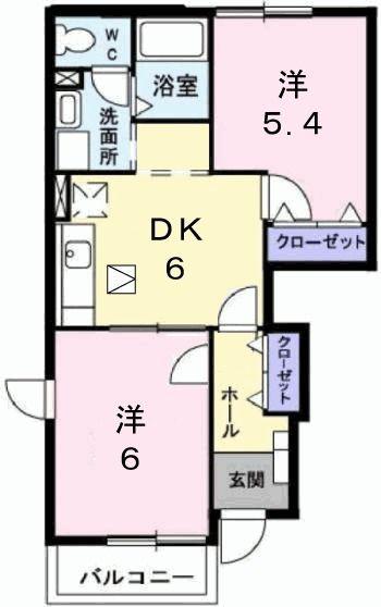 MILKYWAY(2DK/1階)の間取り写真