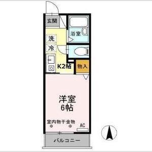 ハミング南牛川(1K/2階)の間取り写真
