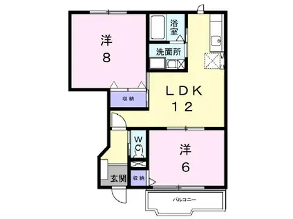 ピュアーズ96A(2LDK/1階)の間取り写真