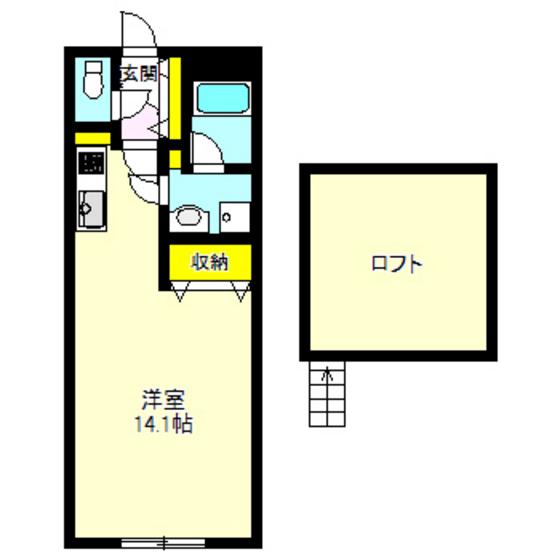 プラムハイツC(1K/2階)の間取り写真