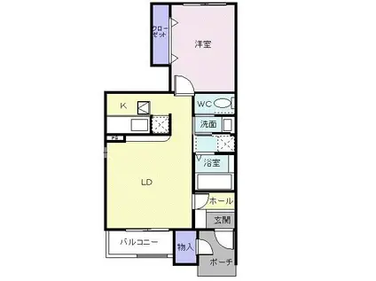 メゾンアンフィニB(1LDK/1階)の間取り写真