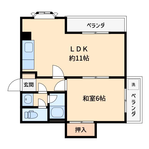 メゾン瀬川(1LDK/3階)の間取り写真