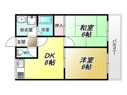 アールグレイ山本(2DK/4階)の間取り写真