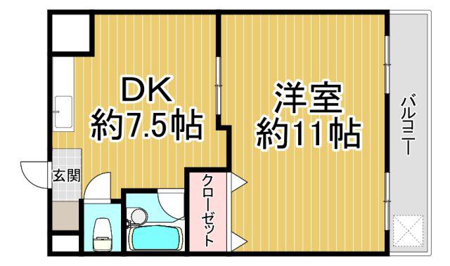 櫻井ビル(1DK/3階)の間取り写真