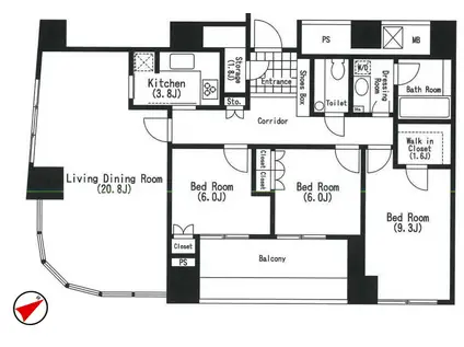 青山ザ・タワー(3LDK/11階)の間取り写真