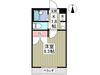 ブランドール北之幸谷3(1K/2階)の間取り写真