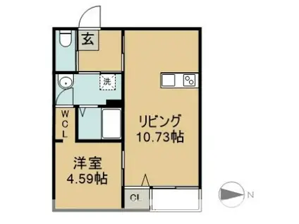 NANA A棟(1LDK/1階)の間取り写真