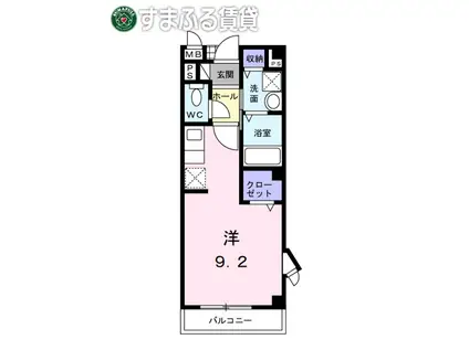 ラシーヌ矢田(1K/1階)の間取り写真