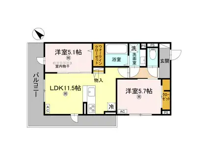 イルフォンターナ大田町(2LDK/3階)の間取り写真