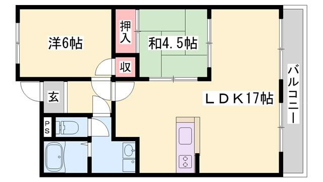 ルークレジデンス姫路II(2LDK/6階)の間取り写真