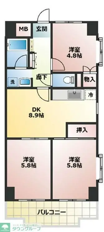 ポレール石神井 8階階 間取り
