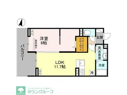 グランヴィル(1LDK/3階)の間取り写真