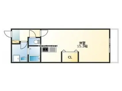 リアン都島(ワンルーム/1階)の間取り写真