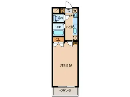 アビテ住吉(1K/3階)の間取り写真