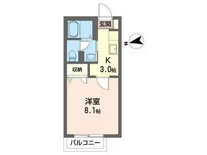 ドラゴンパークスF(1K/1階)の間取り写真