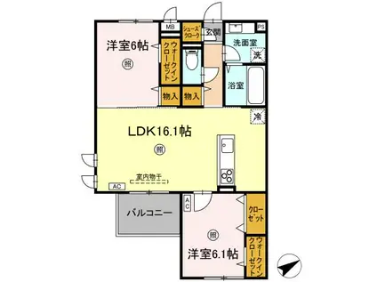 シスネス姫子(2LDK/3階)の間取り写真