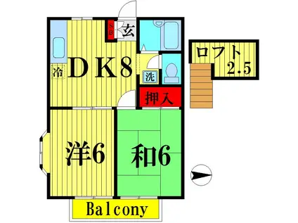 グランディールハイム(2DK/2階)の間取り写真