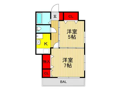 サンドーレ(2K/2階)の間取り写真