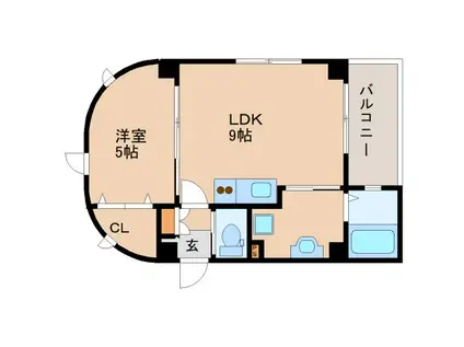 エクセレント天理(1LDK/5階)の間取り写真