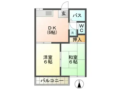 フォーブル長谷川C(2DK/1階)の間取り写真