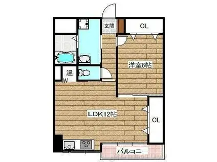 ハイツ舟木(1LDK/3階)の間取り写真