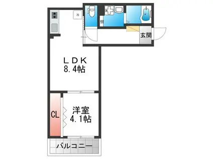 OGAR COURT FUSE(1LDK/1階)の間取り写真