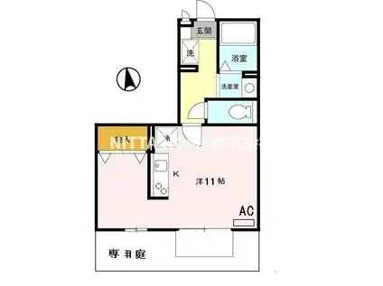 ピュアライフA棟(ワンルーム/1階)の間取り写真