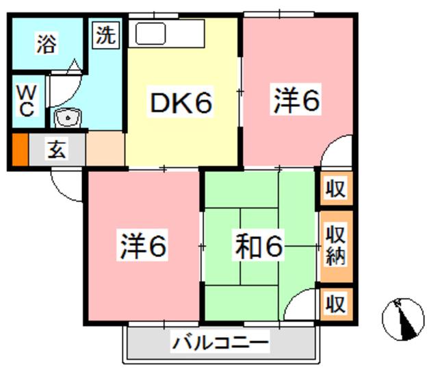 サンコーポ小野C棟(3DK/1階)の間取り写真