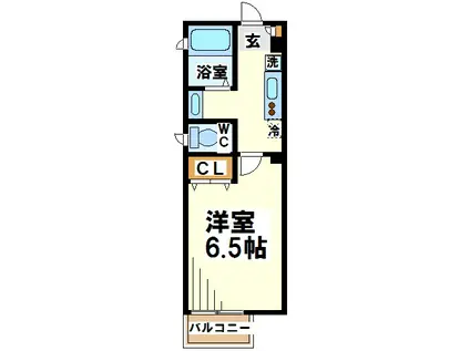 ホワイトモード(1K/1階)の間取り写真
