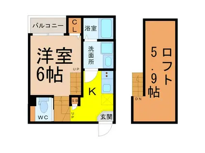 ハーモニーテラス烏森(1SK/1階)の間取り写真