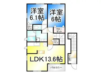メルティー・アイ II(2LDK/2階)の間取り写真