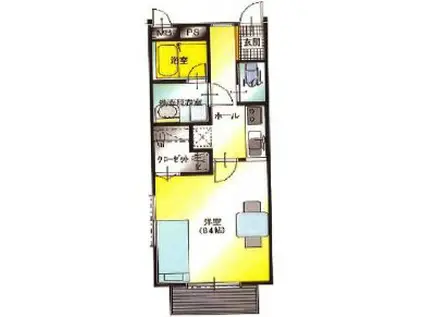 パレット39A棟(1K/1階)の間取り写真