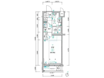 リルシア氷川台(1K/3階)の間取り写真