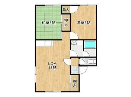 サンライズ中島 C棟(2LDK/2階)の間取り写真
