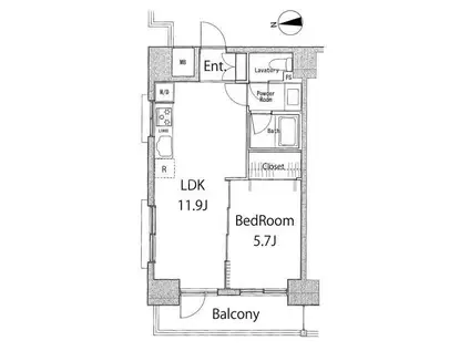 ソサエティ蔵前(1LDK/8階)の間取り写真