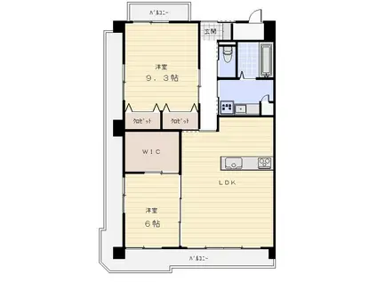 コーディアルコート 津(2LDK/4階)の間取り写真