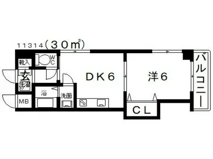 ヴァルカン城山II(1DK/2階)の間取り写真