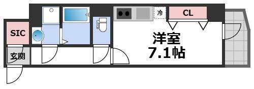 METROSA谷町六丁目サウス(ワンルーム/9階)の間取り写真