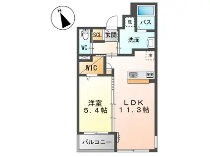 プリメゾン平尾(1LDK/3階)の間取り写真