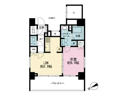 GENOVIA浅草橋 GREEN VEIL(1LDK/12階)の間取り写真