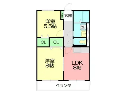 エクレール(2LDK/1階)の間取り写真