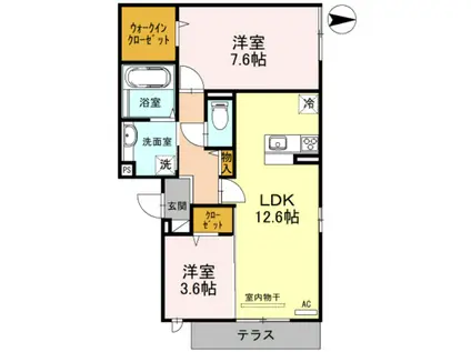 メゾン ド グレーヌ楠根(2LDK/1階)の間取り写真