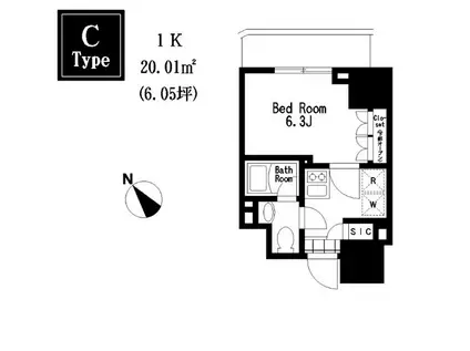 レジディア大森III(1K/14階)の間取り写真