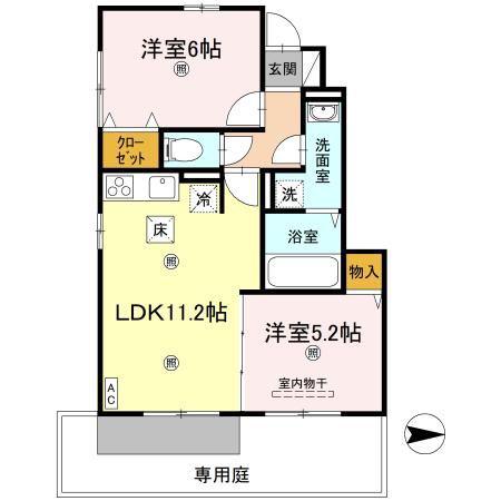 コーポ松ノ木(2LDK/1階)の間取り写真